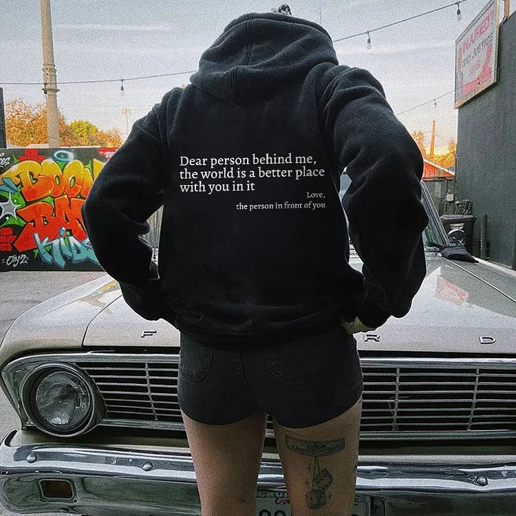 Querida persona detrás de mí (Eres suficiente) Sudadera con capucha